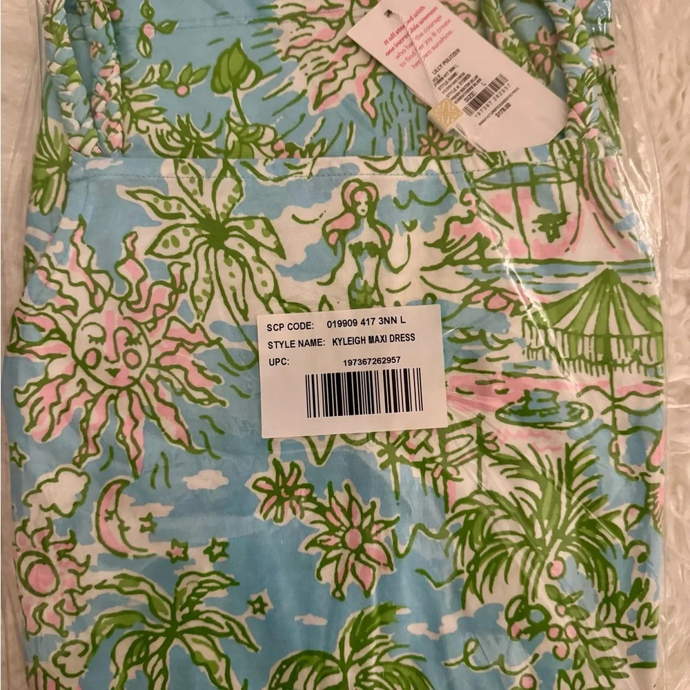 NWT Lilly Pulitzer KYLEIGH MAXI 👗 “Fresh Water Blue Sunbath” MSRP $178 NWT sz LG - Picture 6 of 16